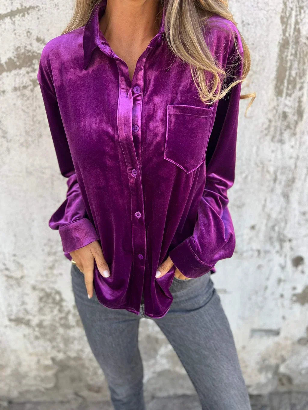 Sharon - Elegant Velvet Blouse